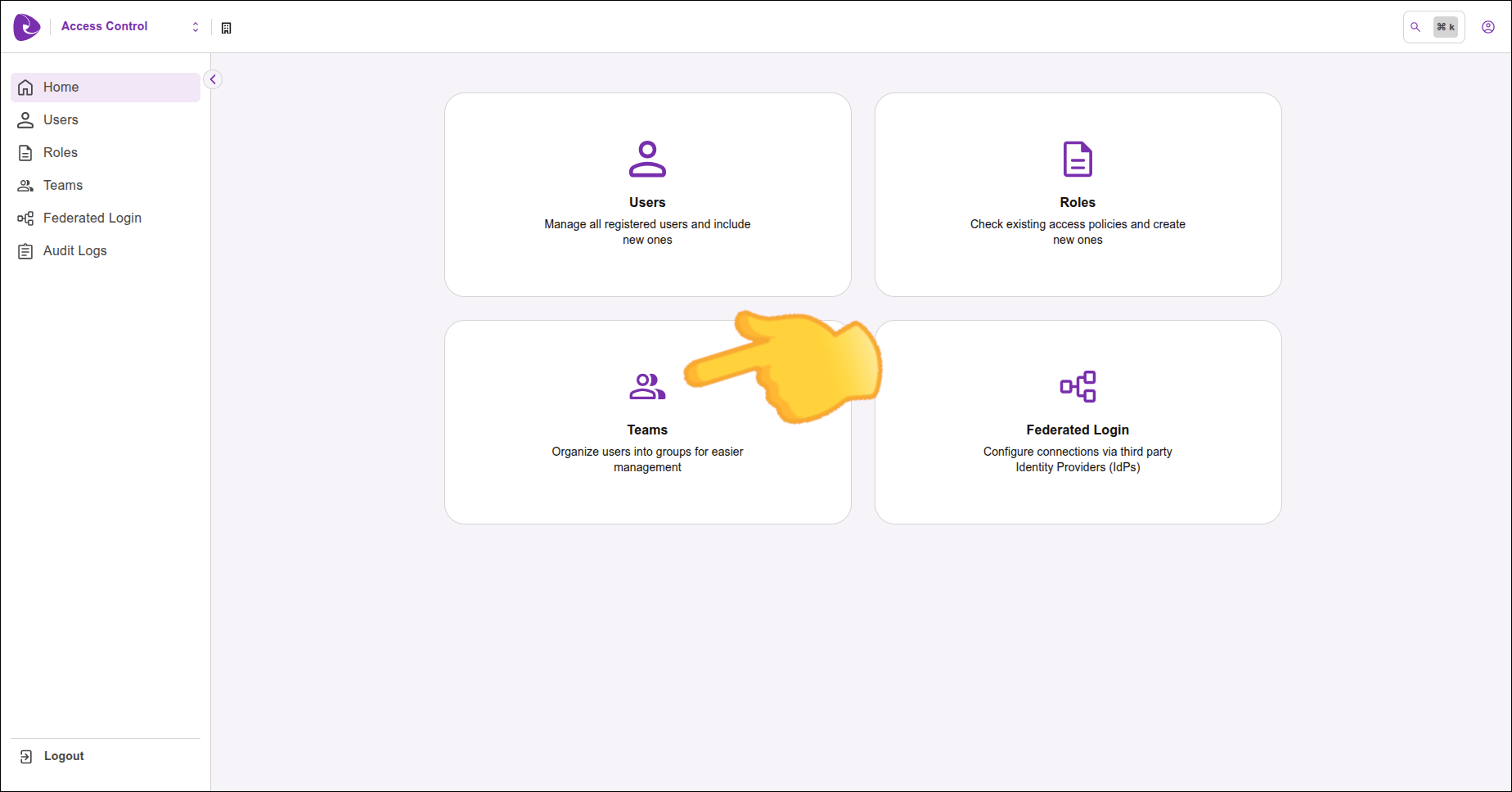 the Teams link on the Platform’s home screen