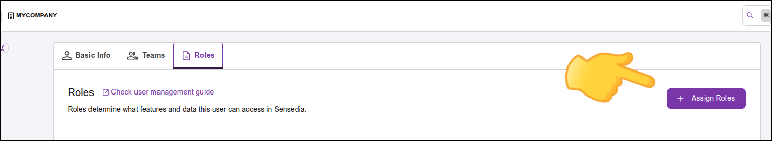 screen image with Assign Role highlighted