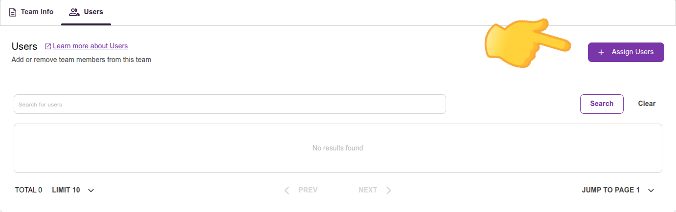 the assign users button