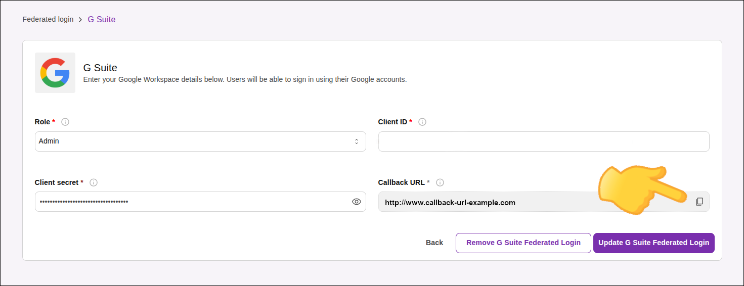 gsuite federated login