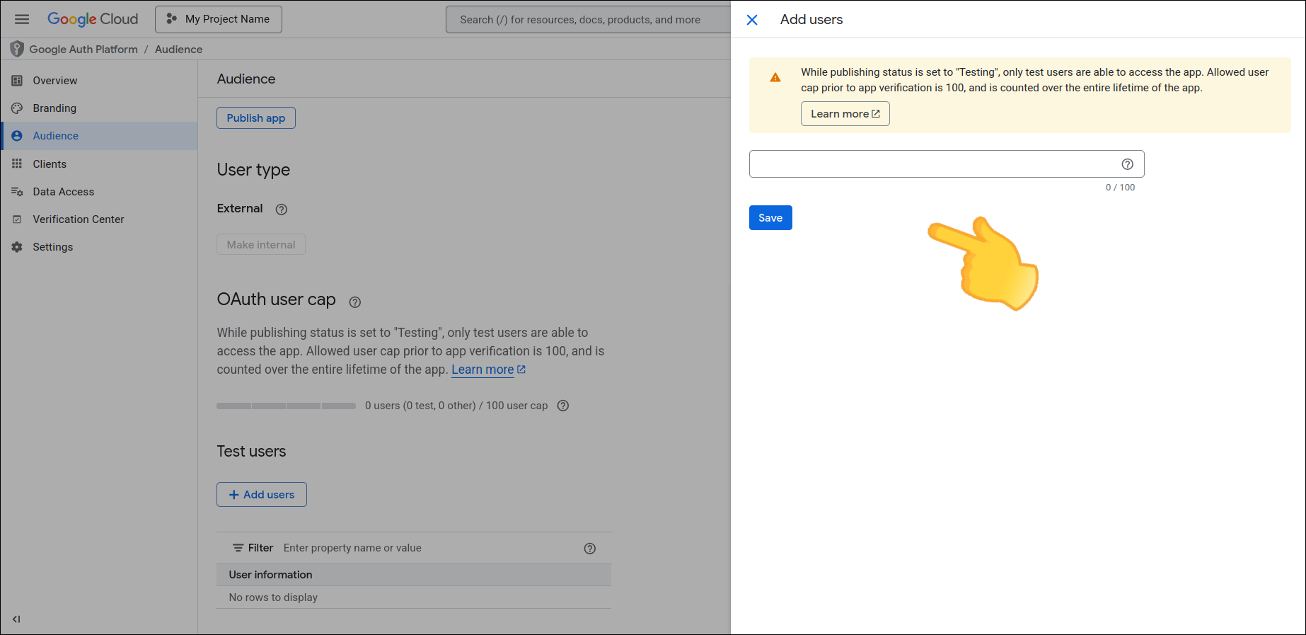 gsuite test users add