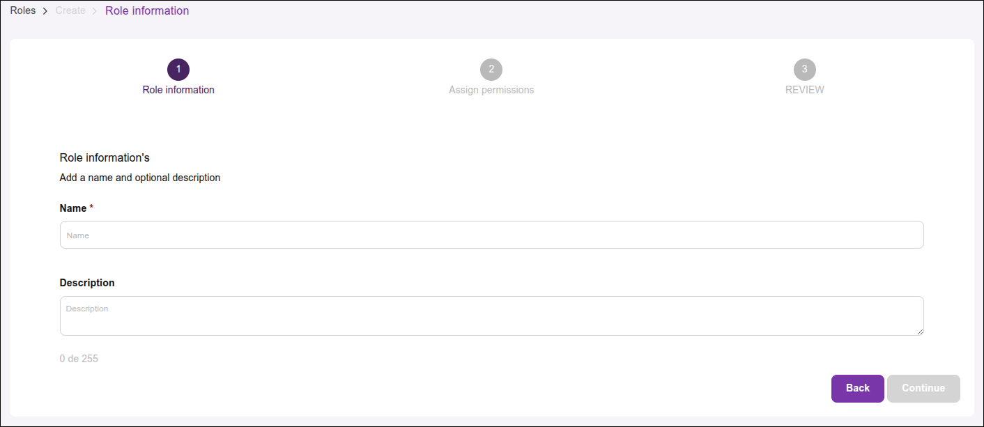 highlight of the Create Role button on the Roles screen