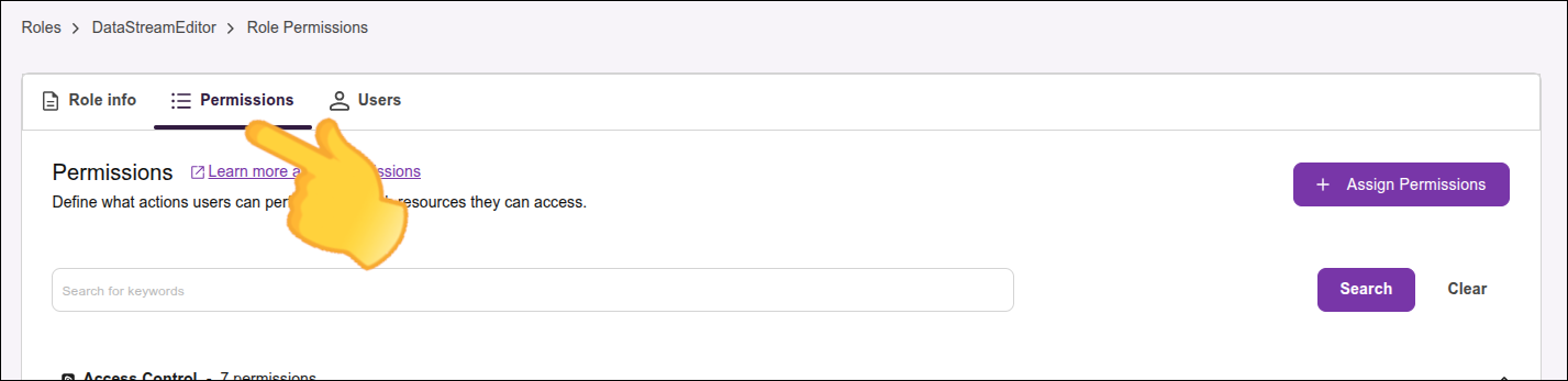 highlight of the Permissions tab