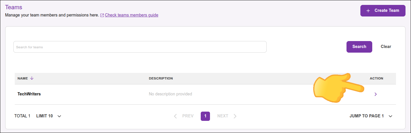 the Edit Team button on the Teams screen
