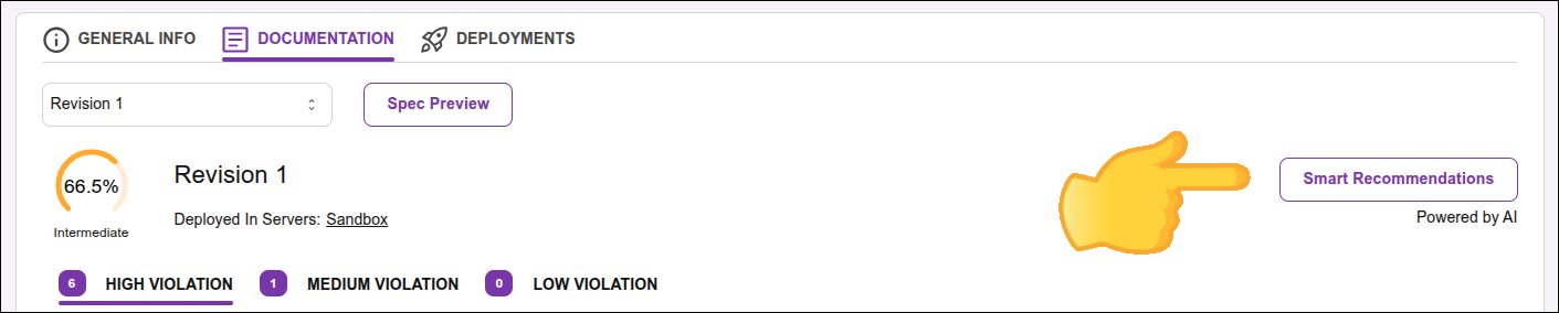 “screen with details and indication of where to click”