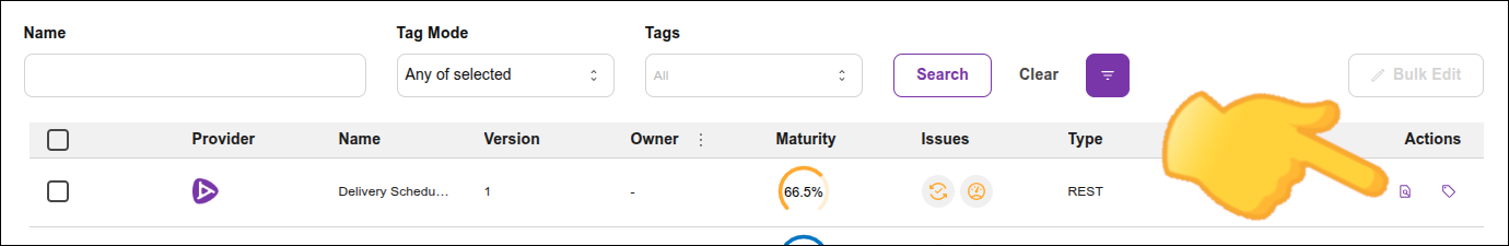 highlighting the icon to access the details screen