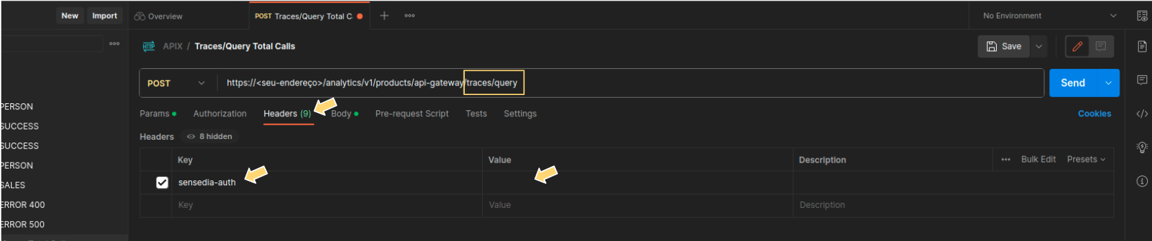 postman image highlighting fields of interest for step 2