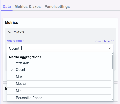 "detail from Visualize screen showing metrics selection