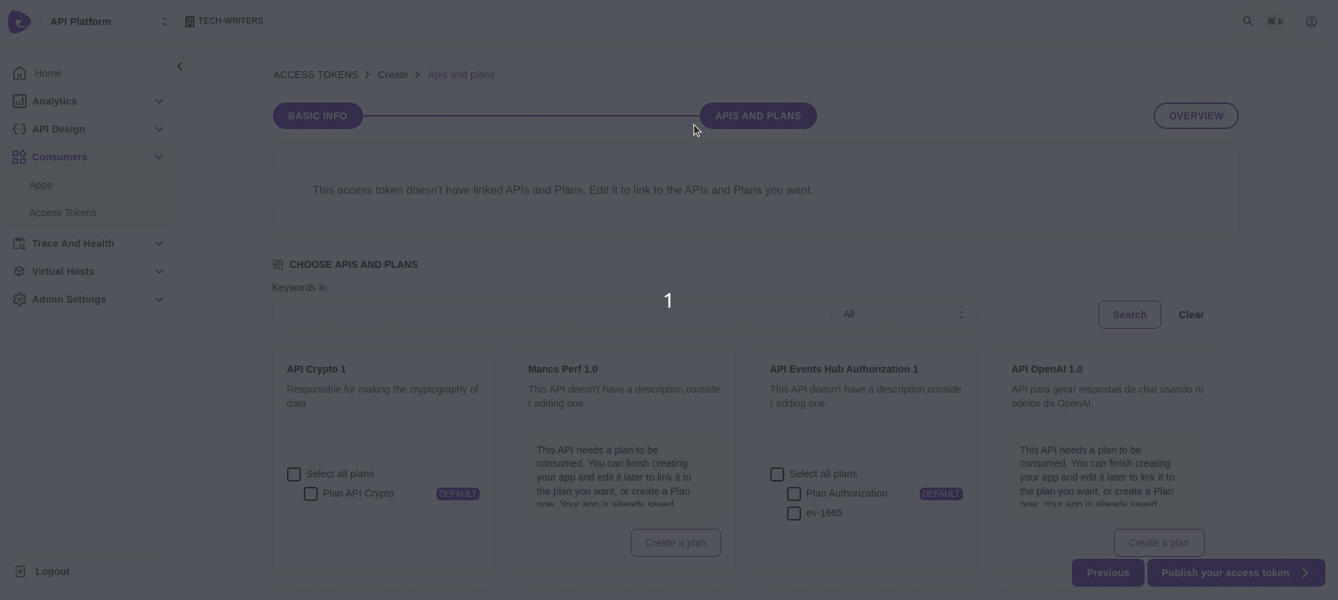access token create plan