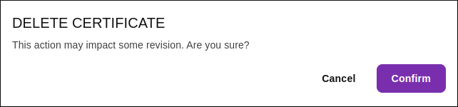certificate delete confirmation