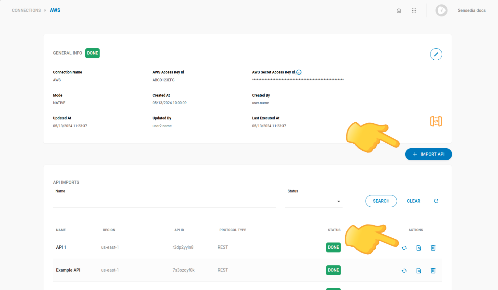 detail with the refresh imported APIs button