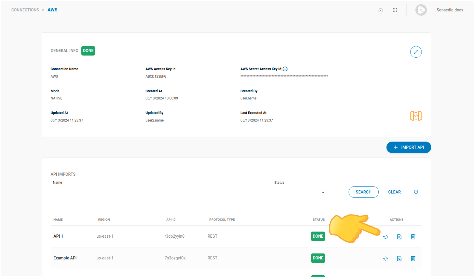 detail with the refresh imported APIs button