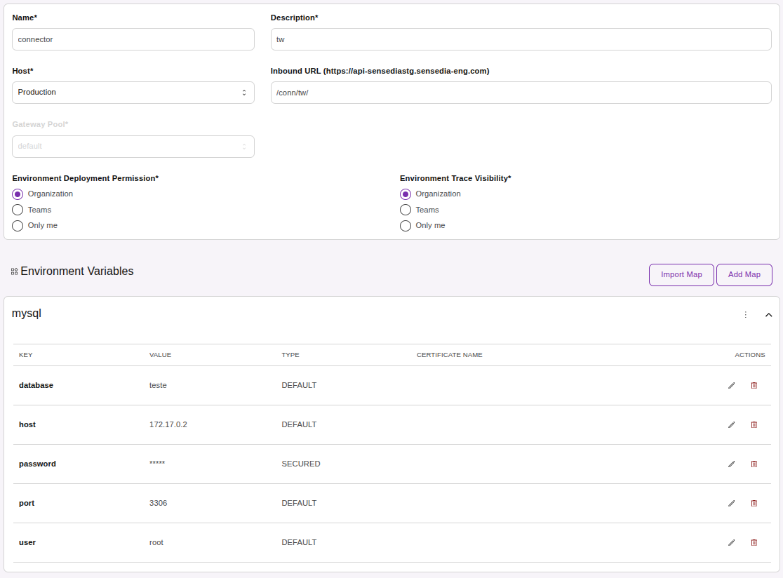 apiManager environmentVariables
