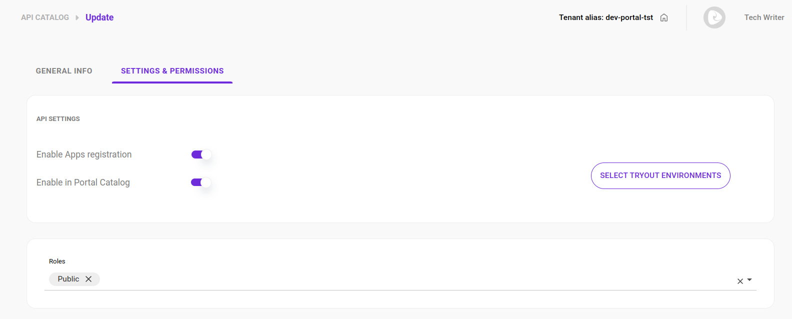 Settings and Permissions tab