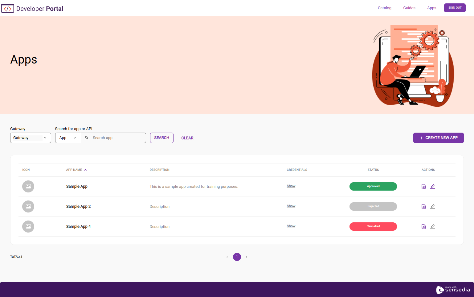 develop portal apps screen