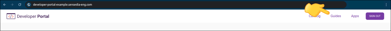 detail of the top of the developer portal page with the link to guides highlighted