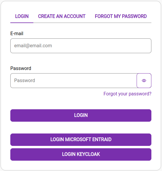 Developer Portal login screen