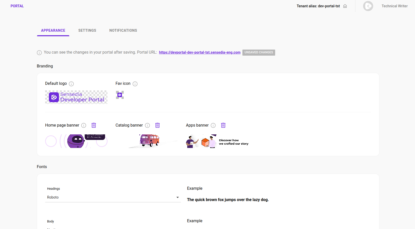 Portal screen from Portal Manager