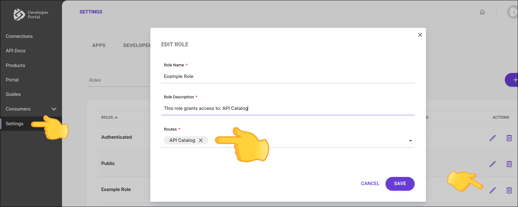 "Settings screen with menu