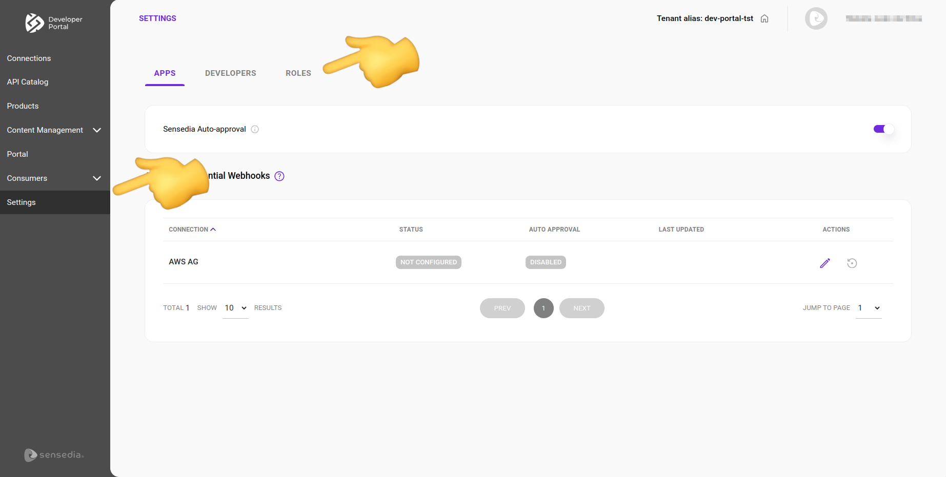 roles screen with indications on how to get there
