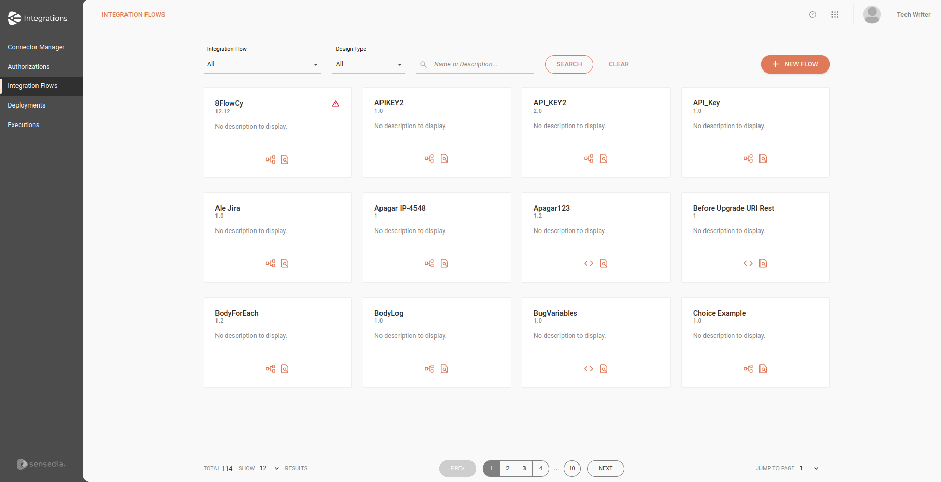 integration flows screen