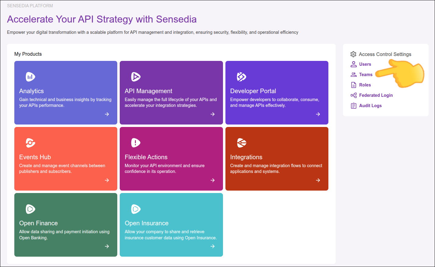 destaque para o link Teams na tela inicial da Plataforma