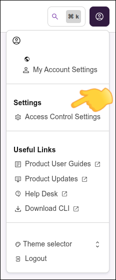 acesso ao Access Control Settings