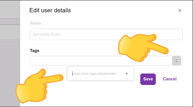 destaque para a barra de rolagem do campo de tags
