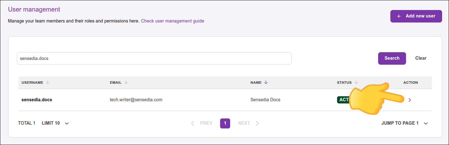 imagem da tela com destaque para a seleção de usuário