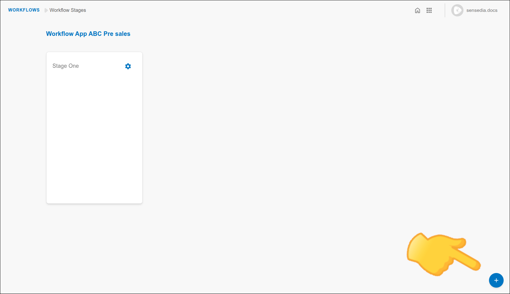 Botão de adicionar estágio