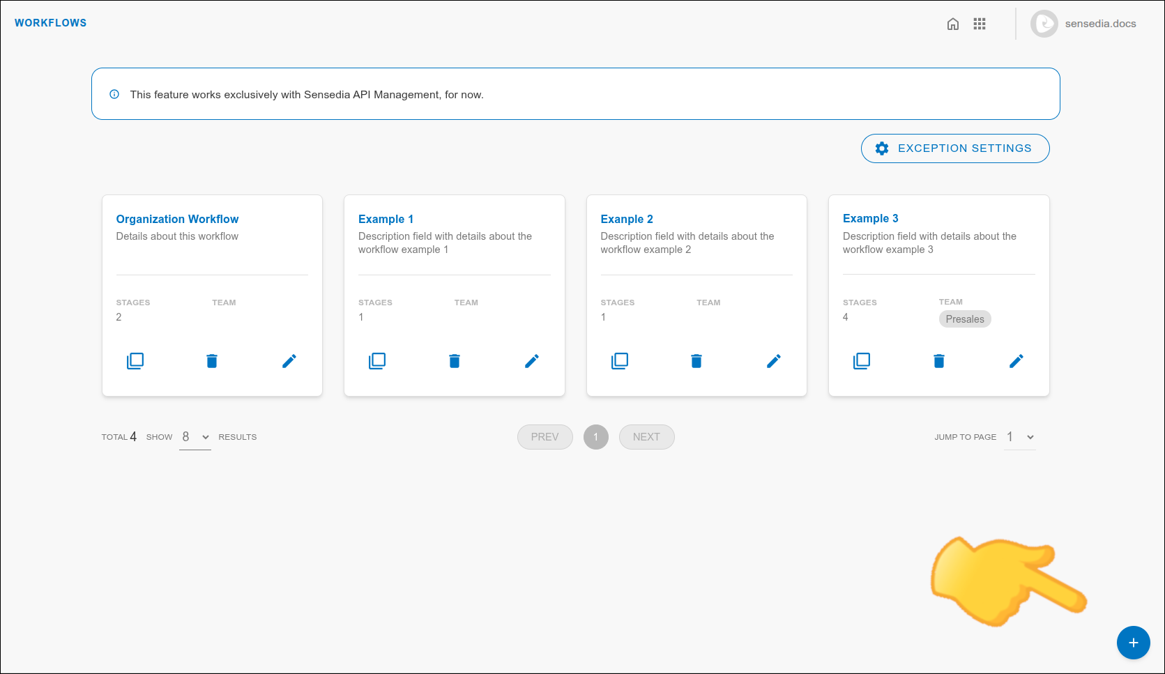 Botão de adicionar workflow