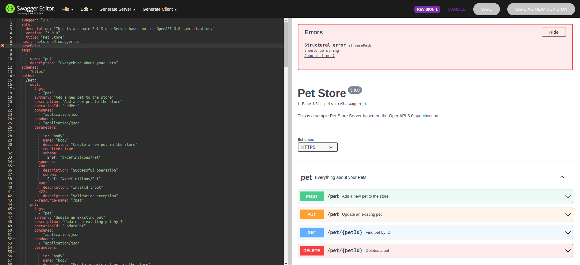 swaggerEditor errorMsg