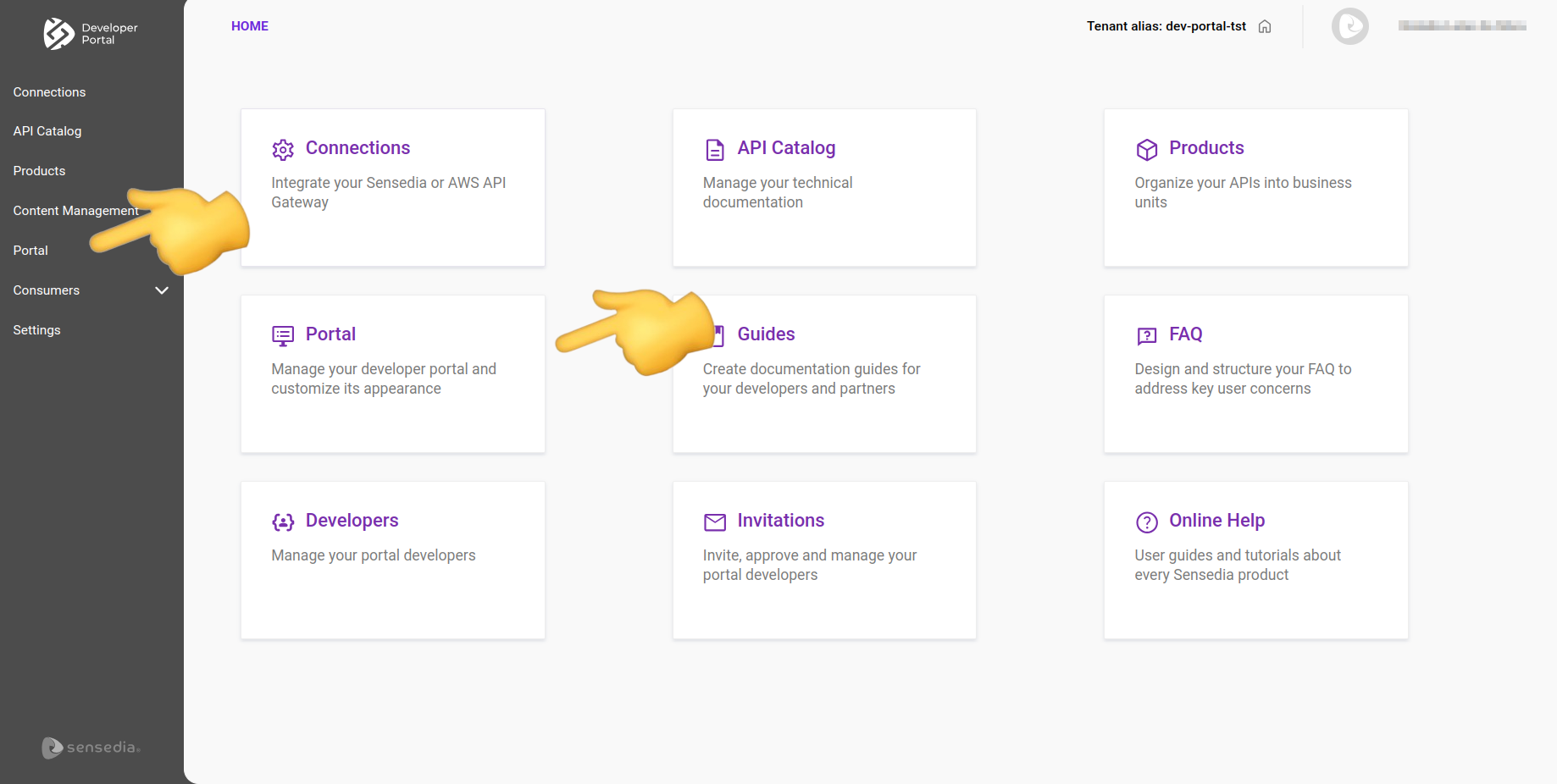 Homepage highlighting the Portal screen