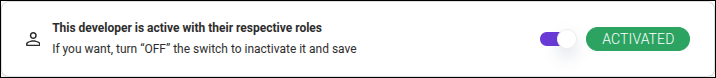 toggle para desativar usuário ativo